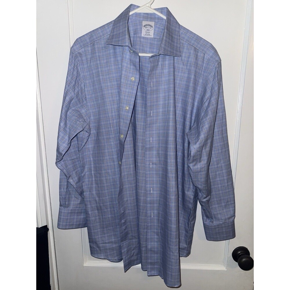 Brooks Brothers Mens Size 16.5-2/3 1818 Regent Fit Blue Check Button Down Shirt